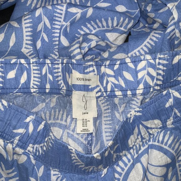 Joie 100% Linen Blue and White Capri Pants Size XL - Picture 3 of 3